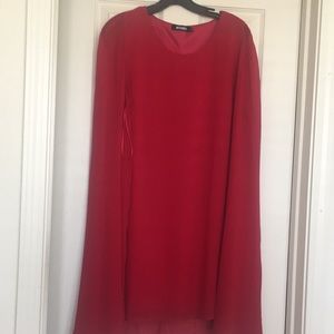 Misguided red selves less dress with shear cap.